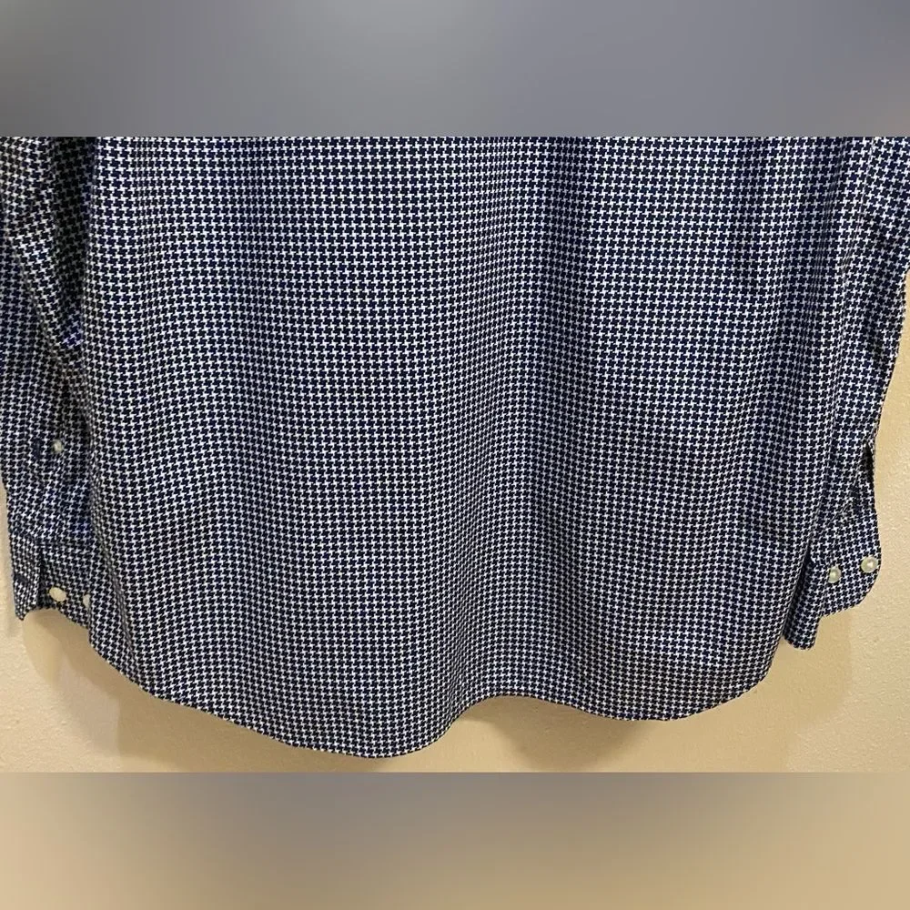 Banana Republic Navy Checkered Gingham Button Down Dress Shirt Men's Sz LT